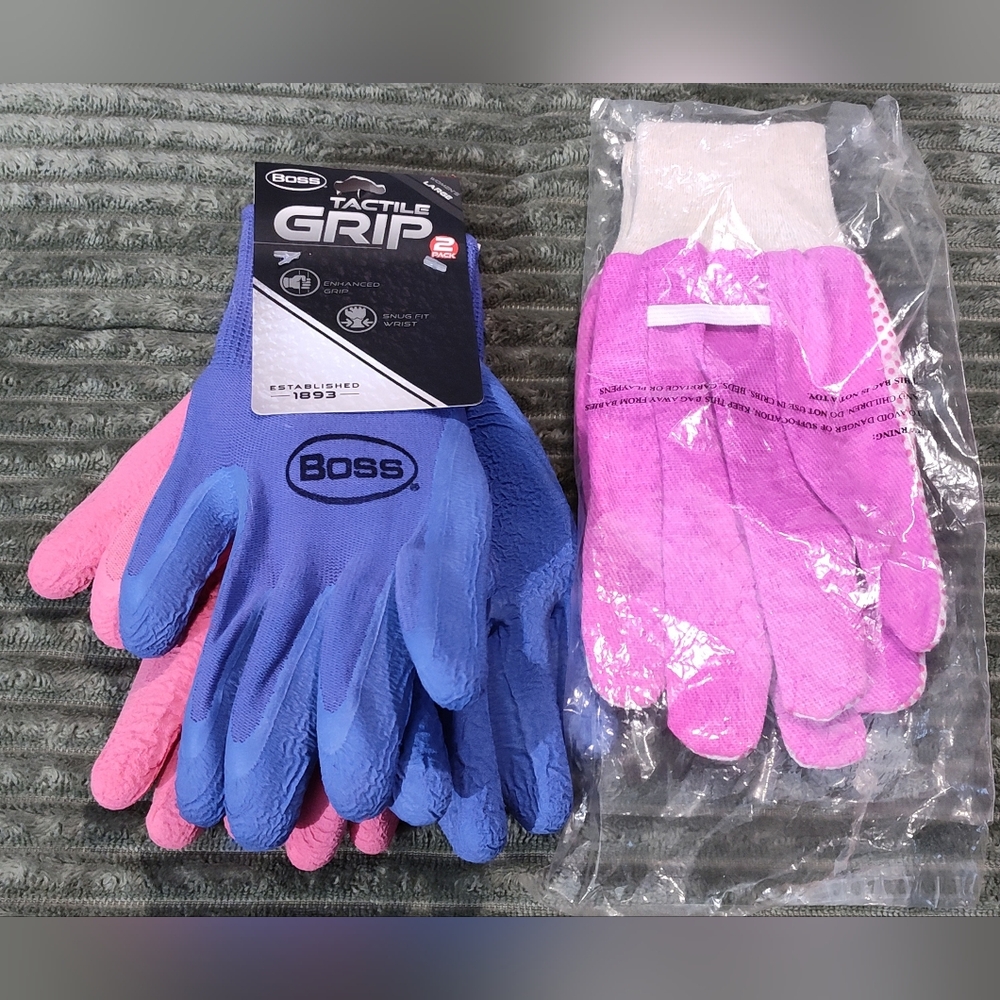 Boss Tactile Grip Work Gloves - Blue and Pink